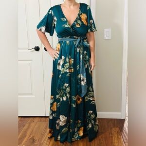 Baltic Born Floral Maxi Dress - Teal and Yellow